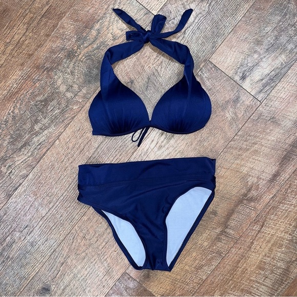 Navy Push-Up Bikini Size Small w/Padding - Picture 1 of 8